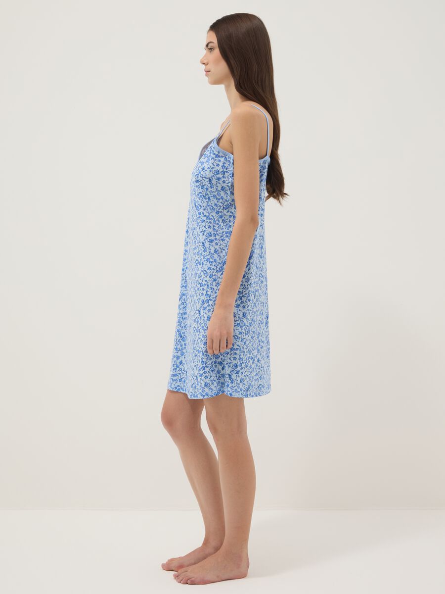 Light blue organic cotton floral print nightdress_1