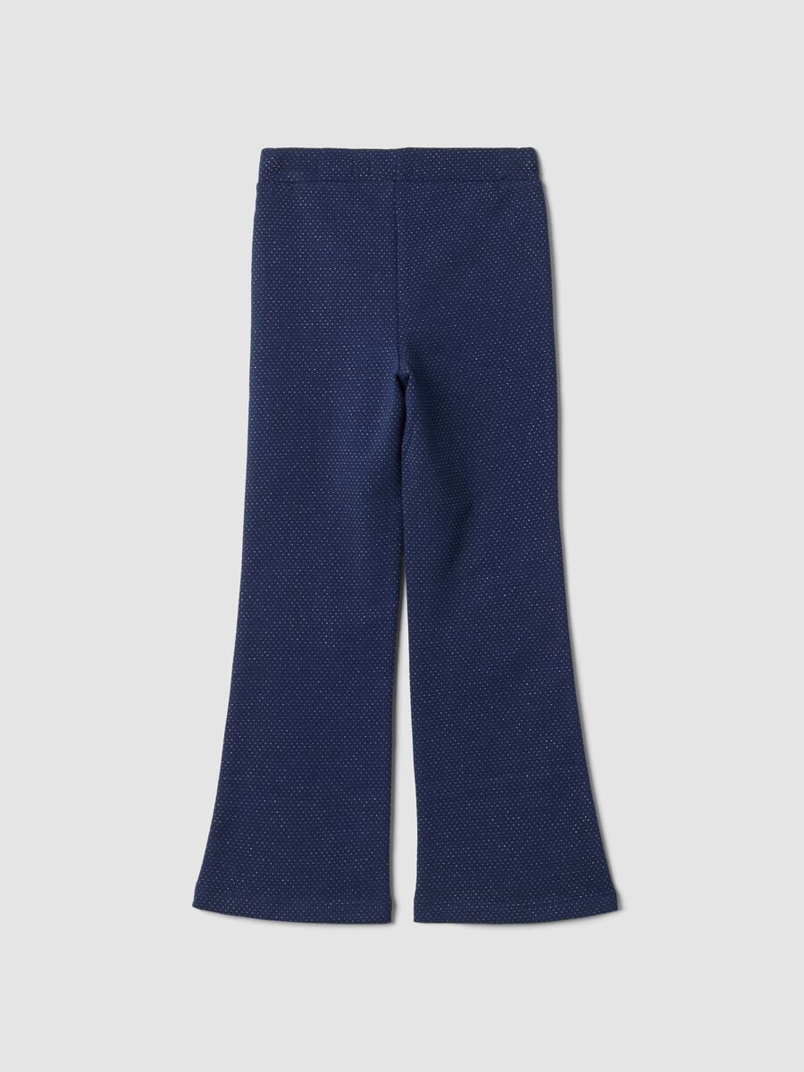 Blue flared stretch cotton leggings_1