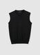 Black regular fit V-neck merino wool vest_4