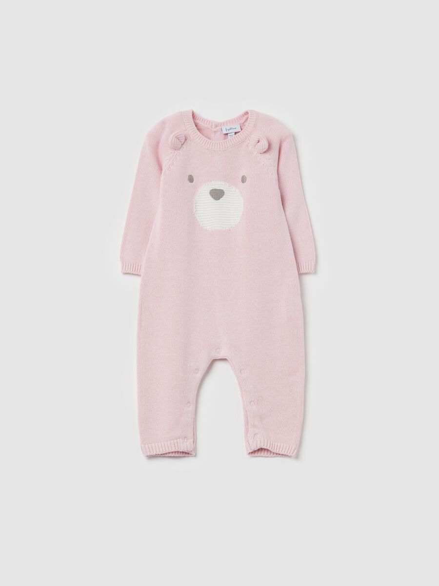 Jersey onesie with jacquard bear design_0
