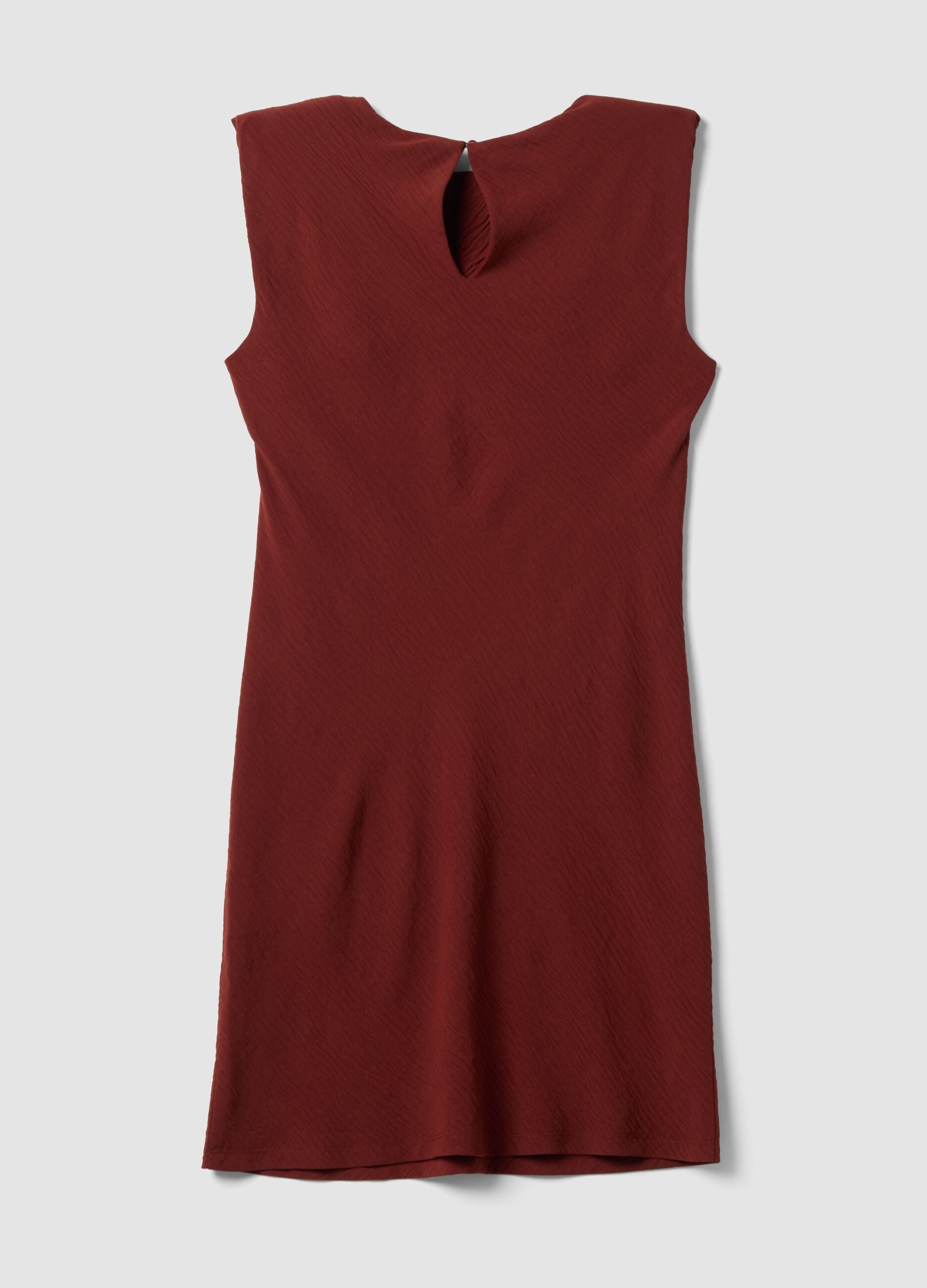 Red fitted dress with ruched detailing