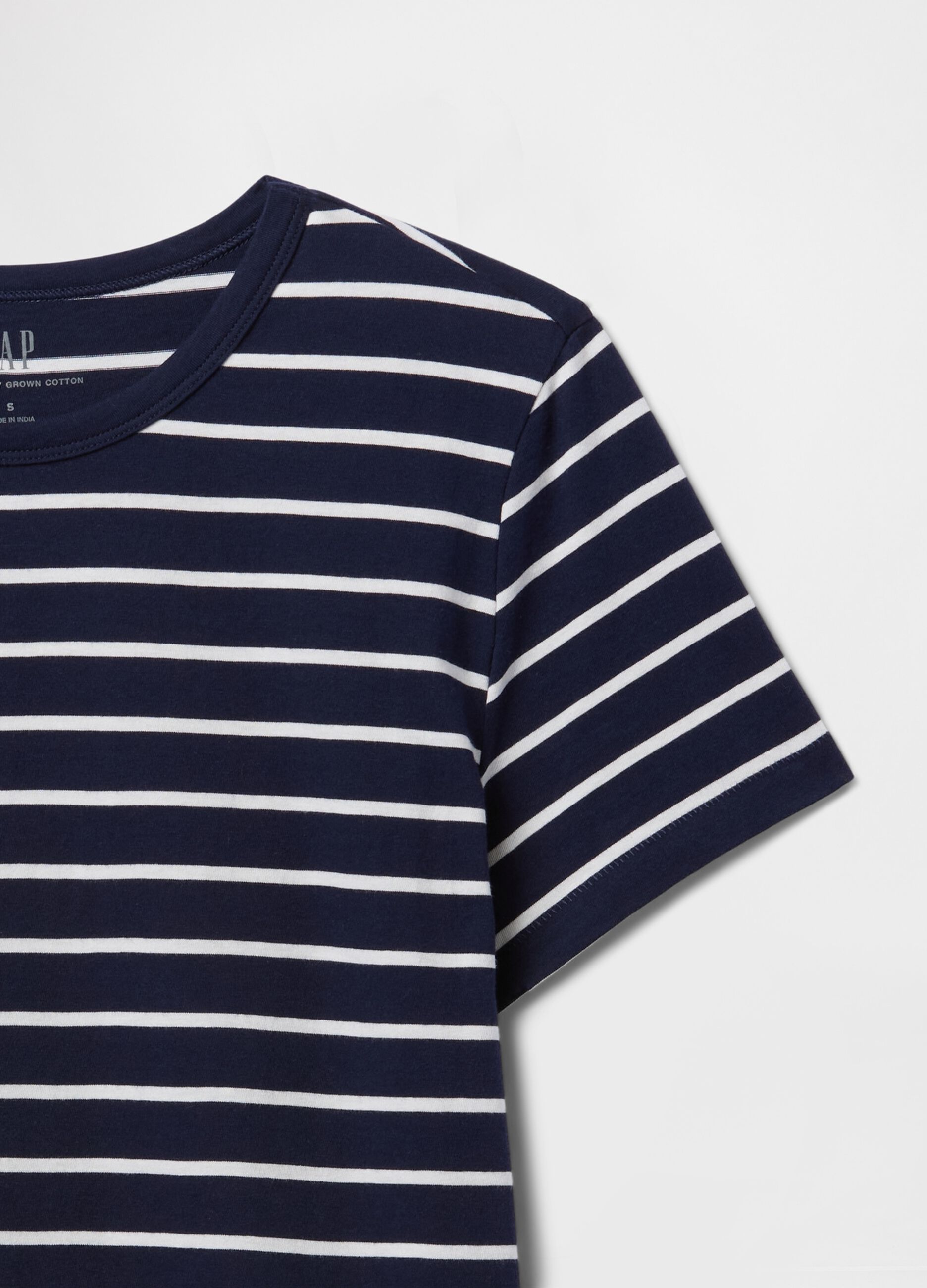 Blue and white striped pure cotton T-shirt