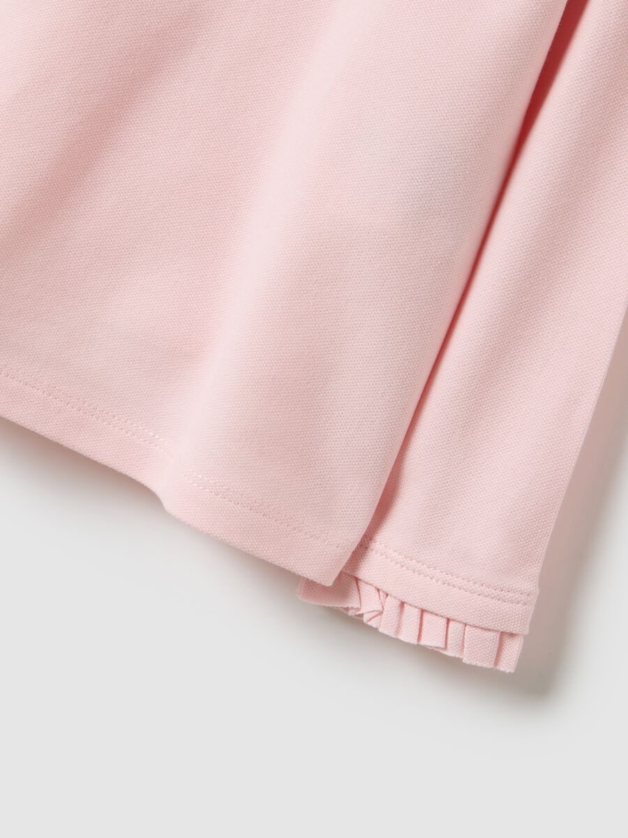 Girls' pink polo with ruffles in stretchy cotton regular fit_2