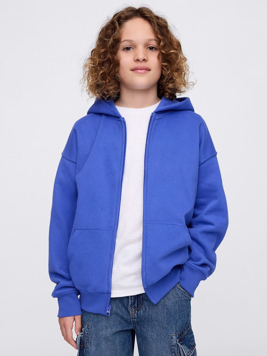 Full-zip in cotone con cappuccio_0