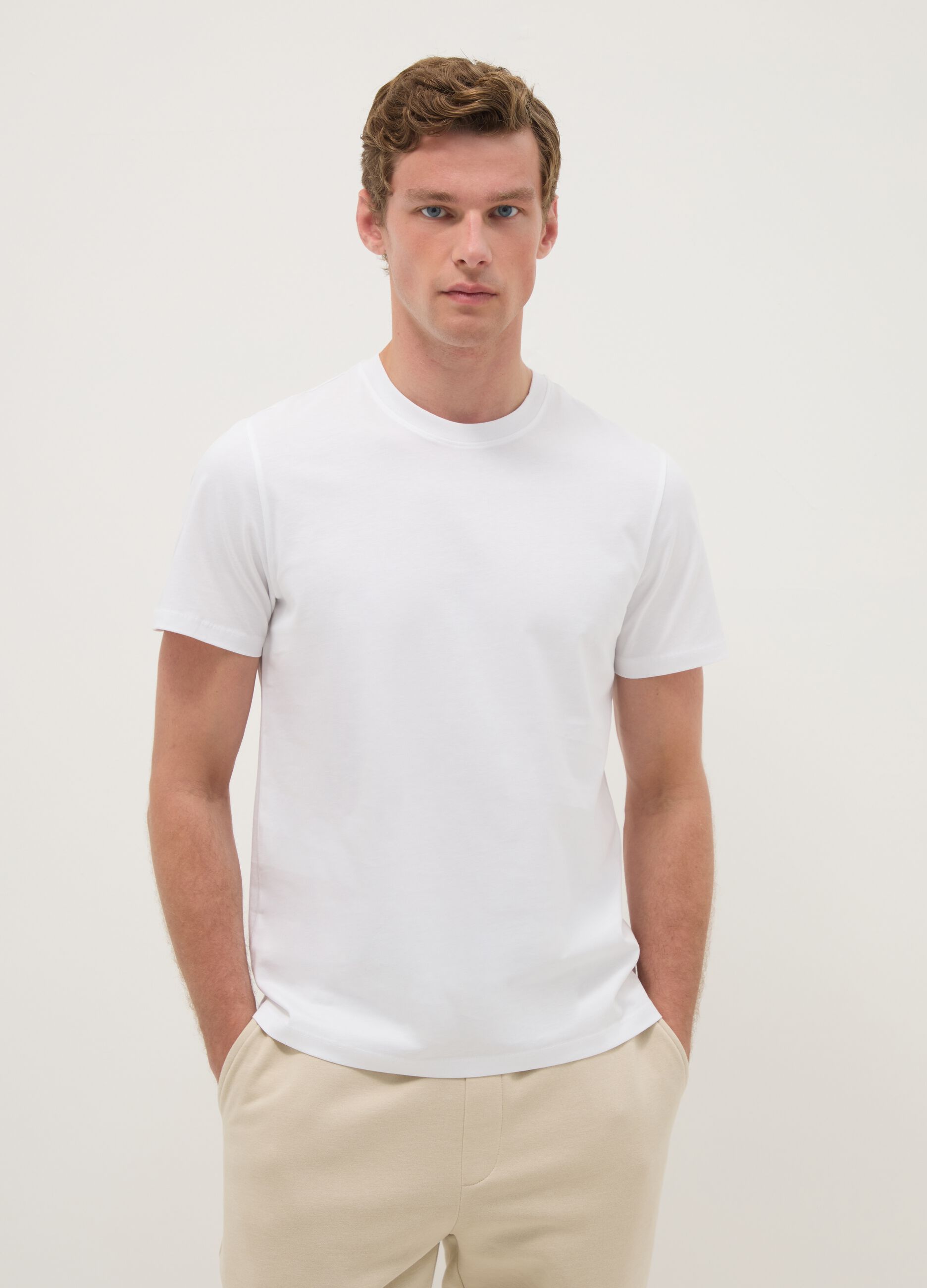 White pure cotton regular fit T-shirt