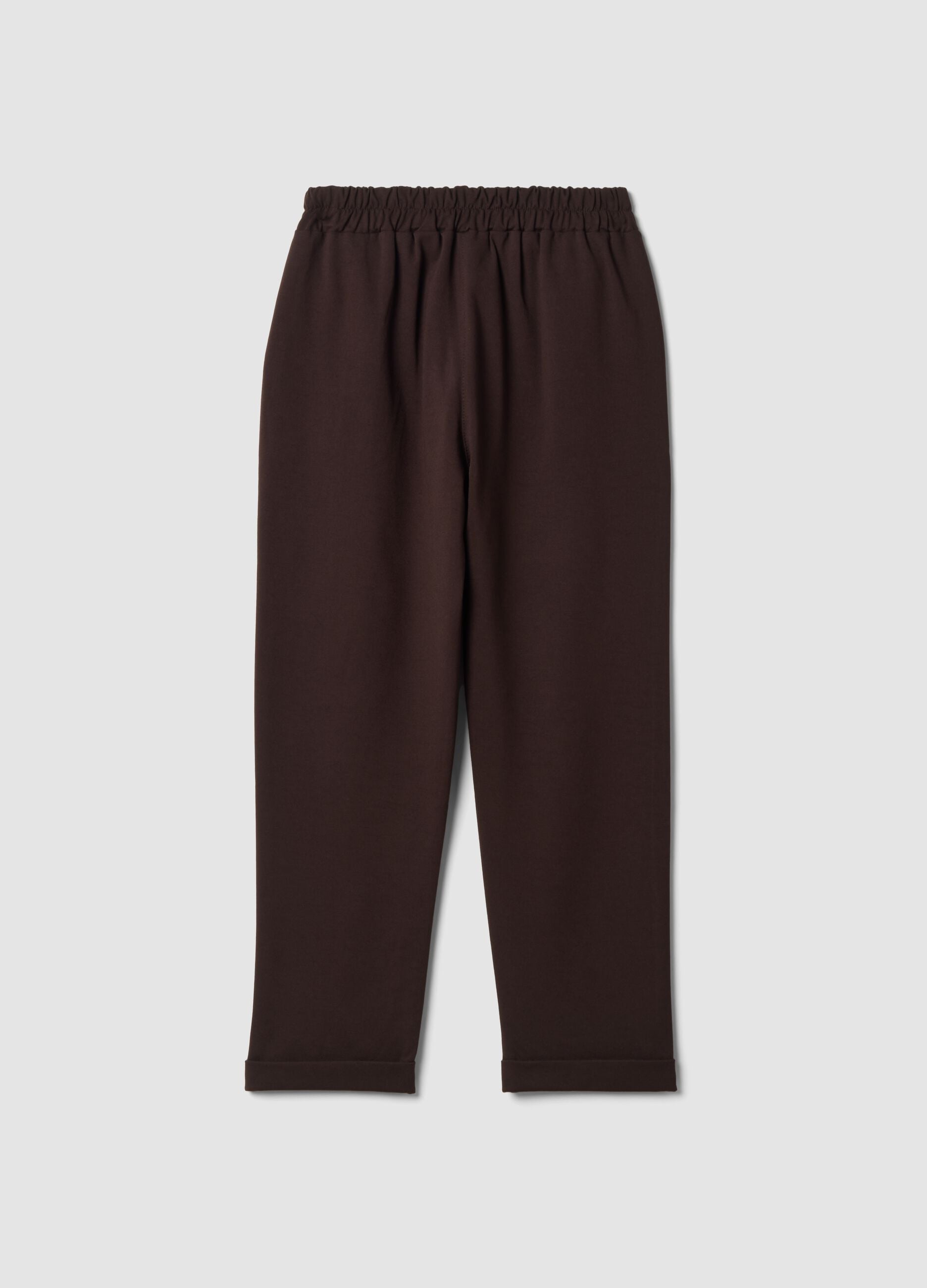 Brown regular-fit stretch viscose trousers