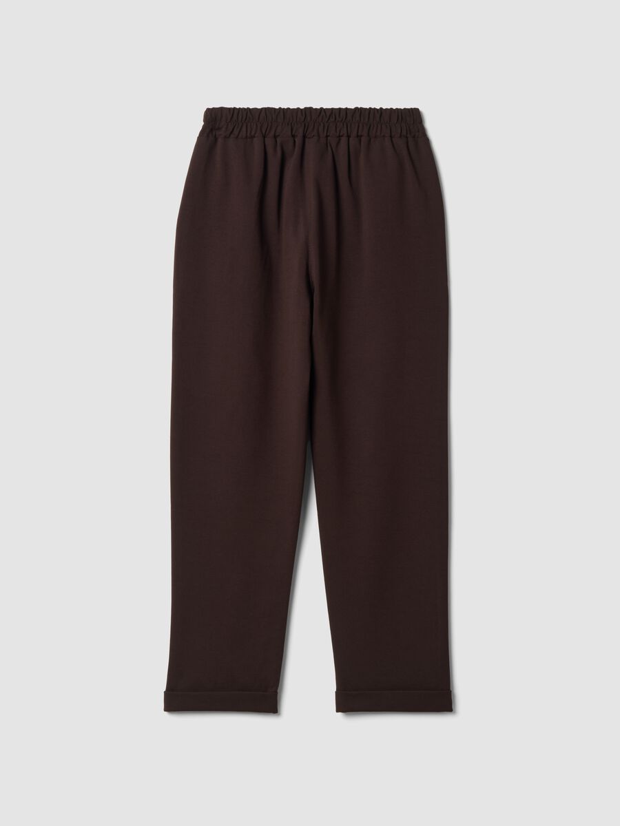Brown regular-fit stretch viscose trousers_2