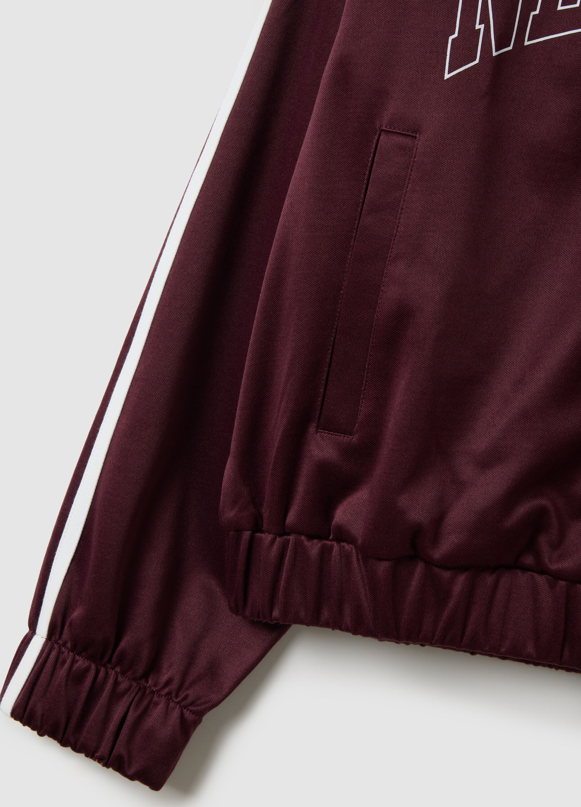 Felpa in misto cotone rossa regular fit con zip