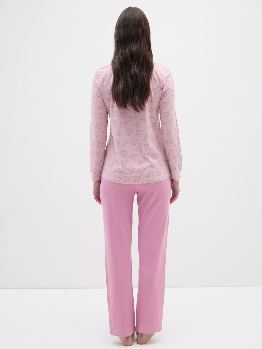 Pink pure cotton pyjamas with floral print_2