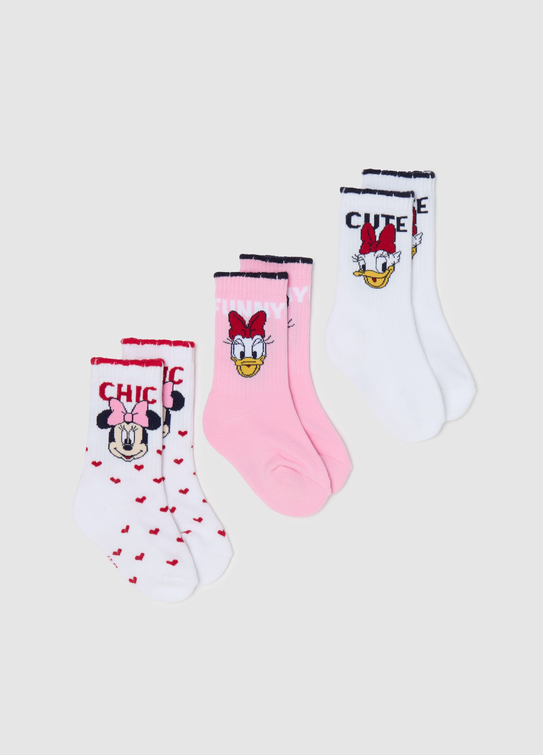 Three-pair pack socks with Daisy Duck and Minnie Mouse design
