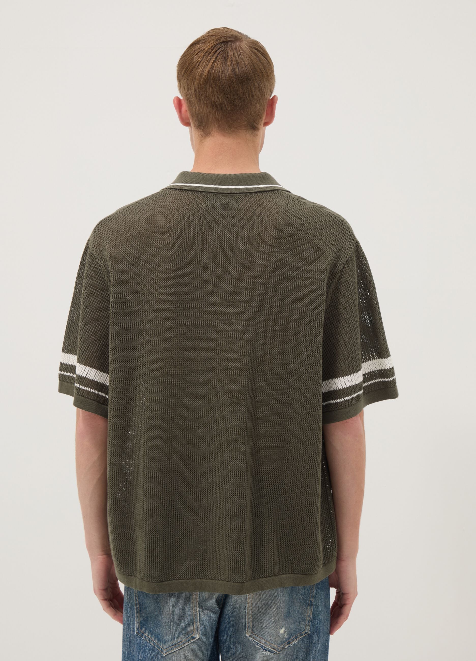 Green pure cotton polo shirt