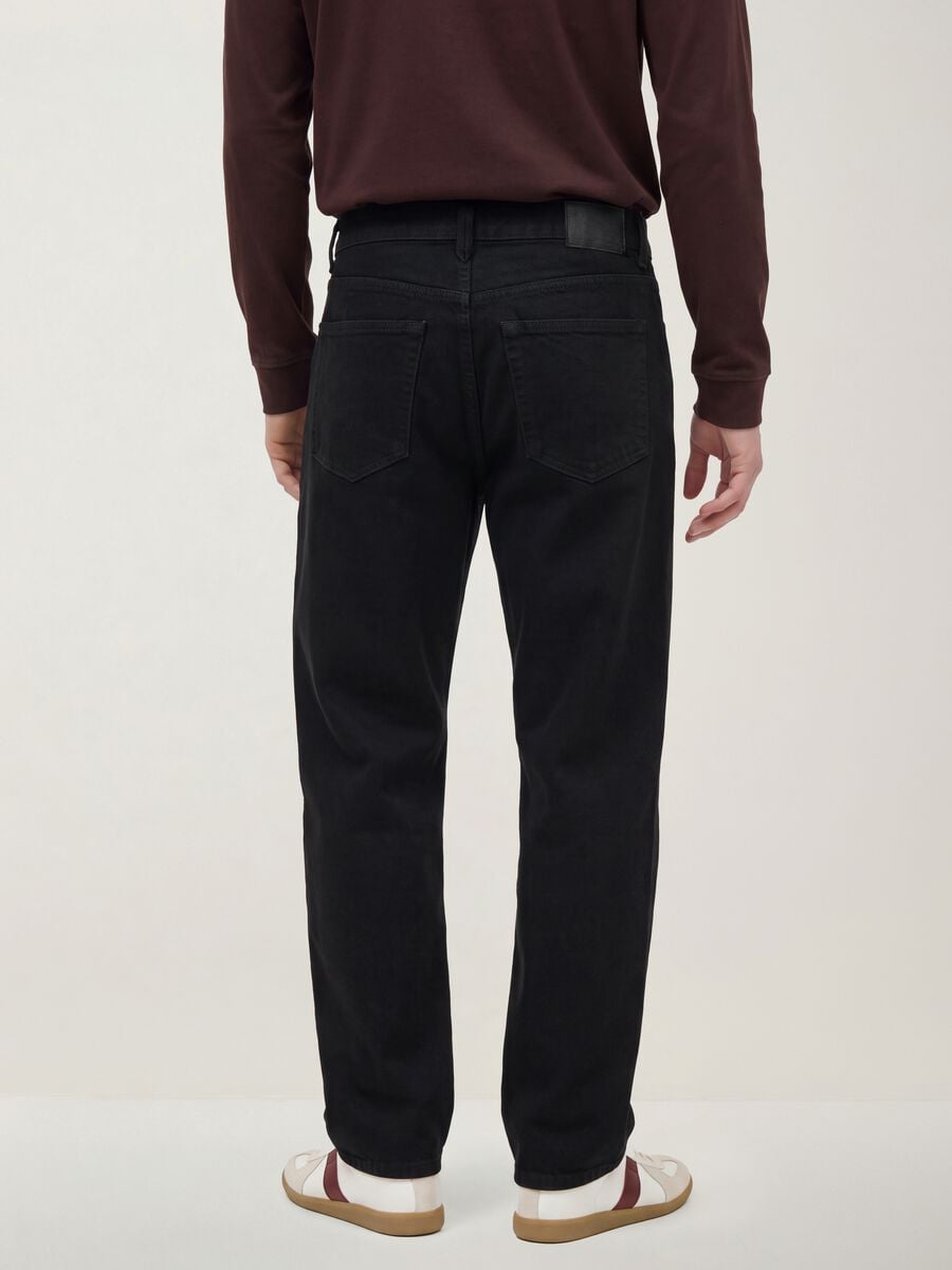 Black pure cotton denim jeans, relaxed fit_3