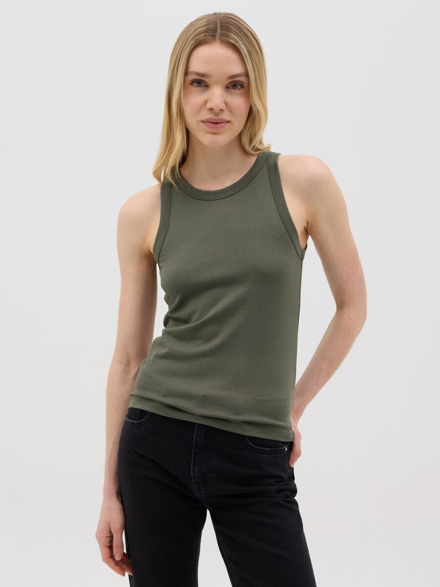 Green Stretch Jersey Tank Top by Ovs_0