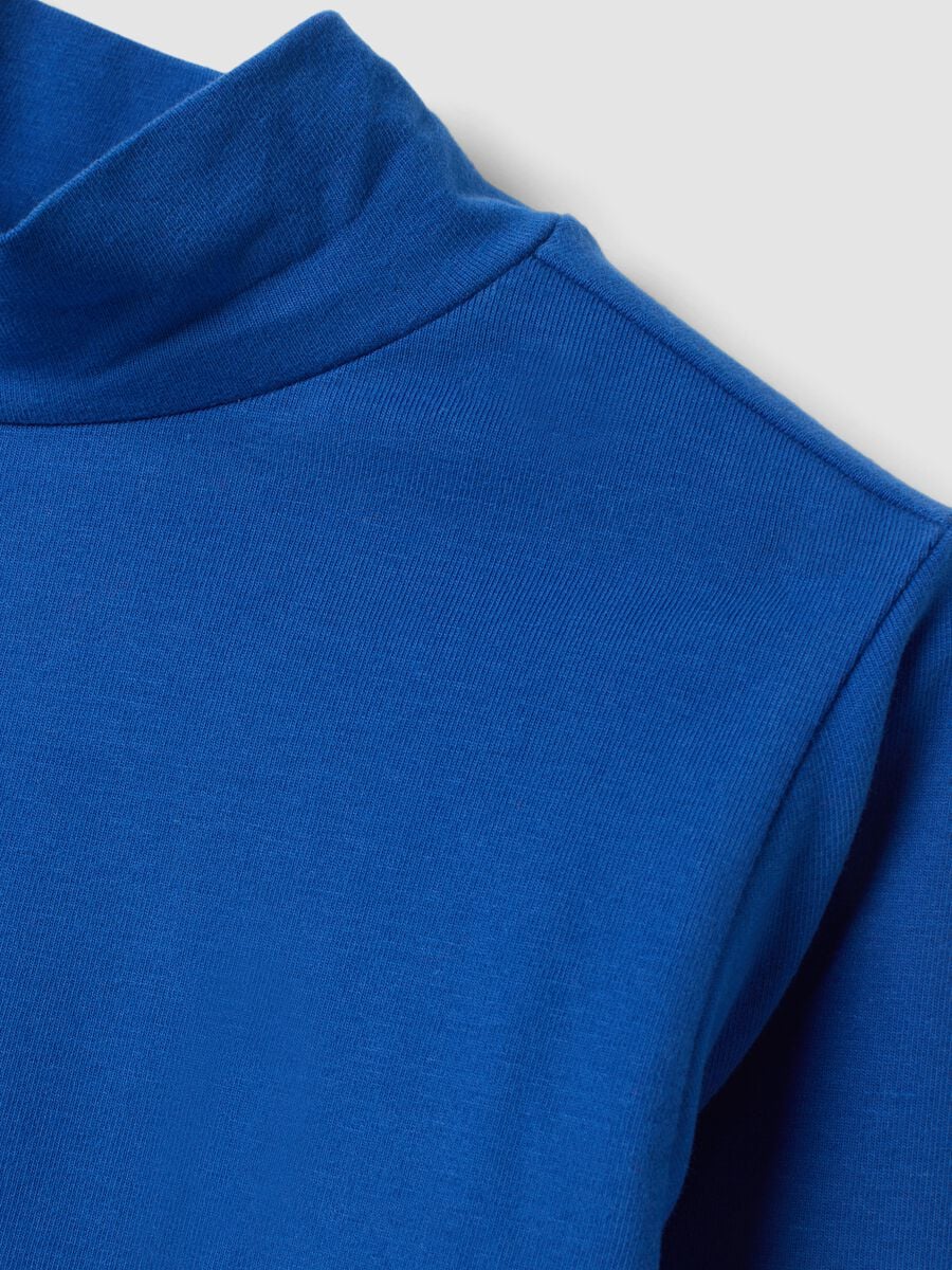 Blue stretch organic cotton crew-neck T-shirt_2