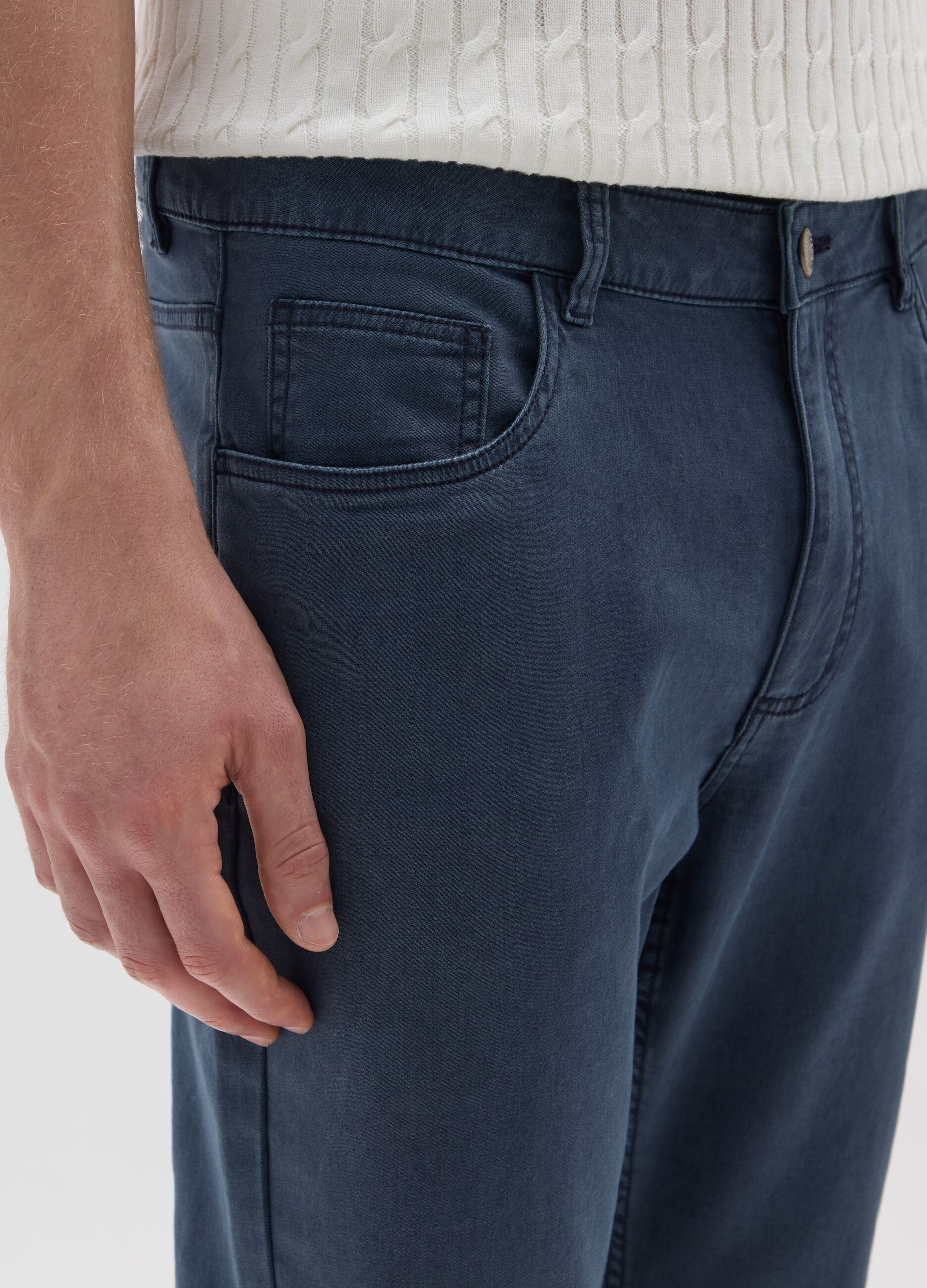Slim fit blue stretch cotton trousers