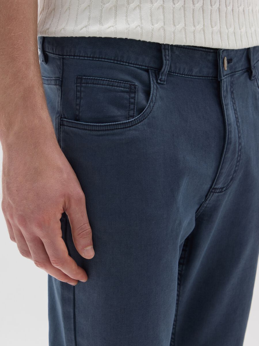 Slim fit blue stretch cotton trousers_3