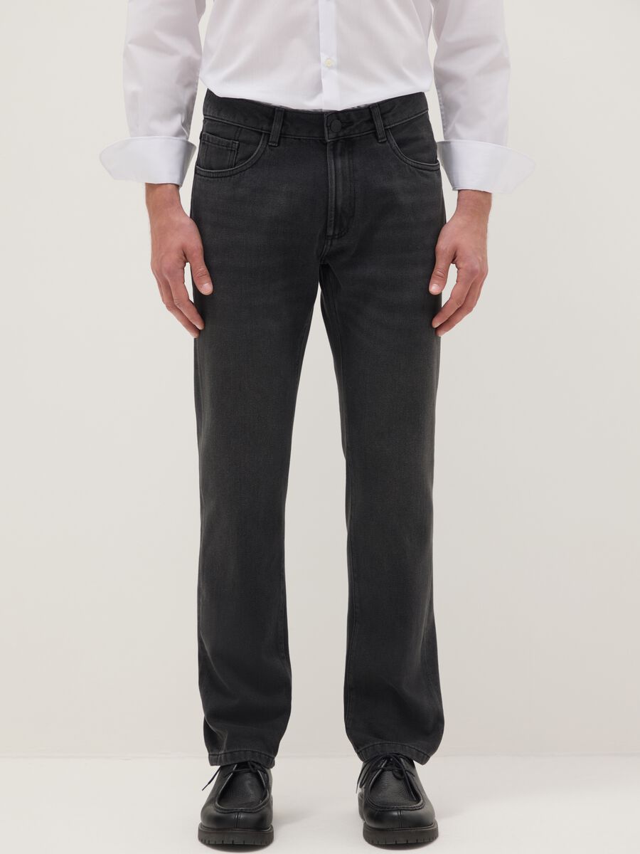 Jeans in misto cotone nero regular fit_1