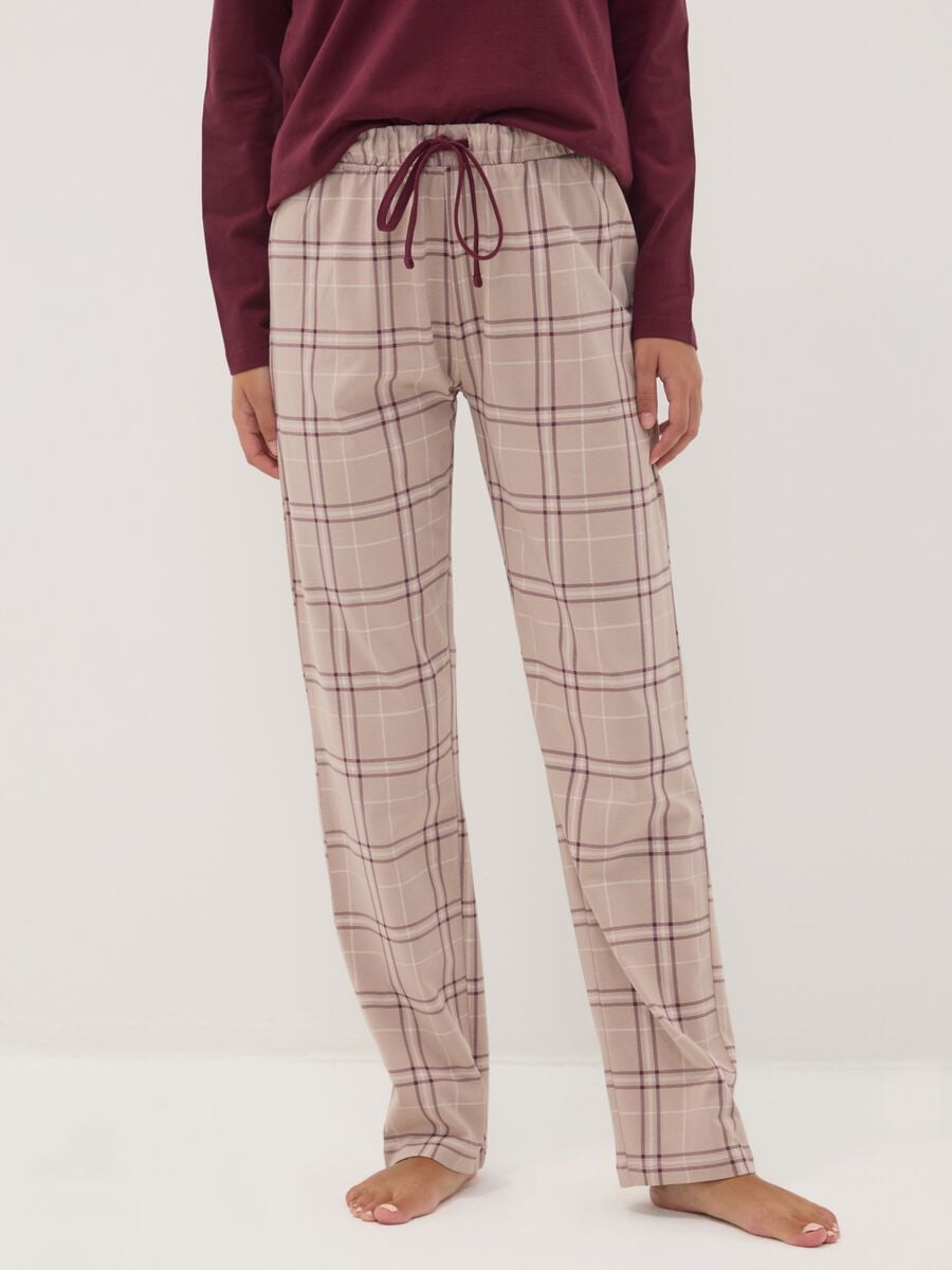 Beige pure organic cotton crew-neck pyjamas_2