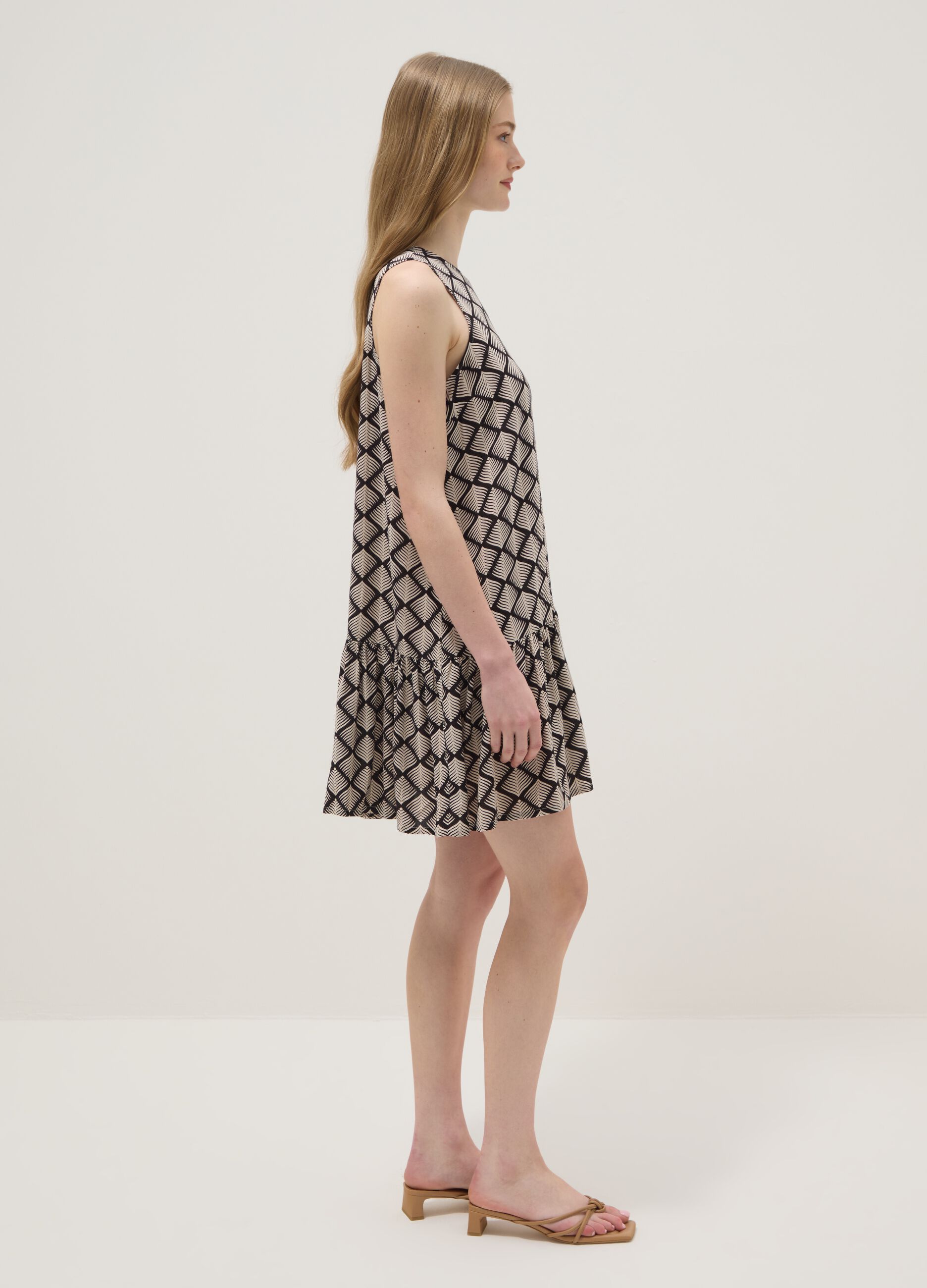 Multicolour dress with geometric pattern