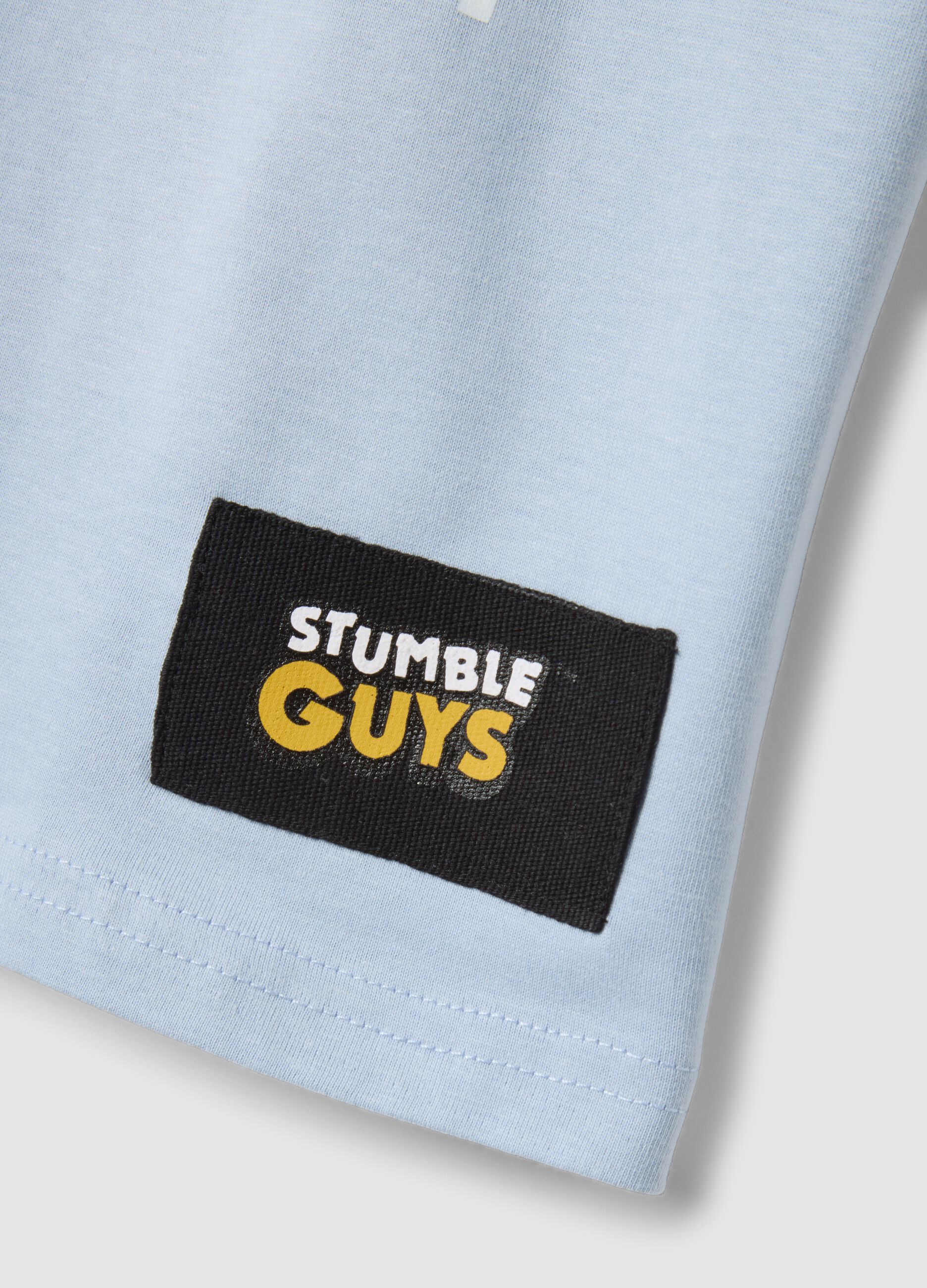 Light blue pure cotton printed T-shirt, regular fit