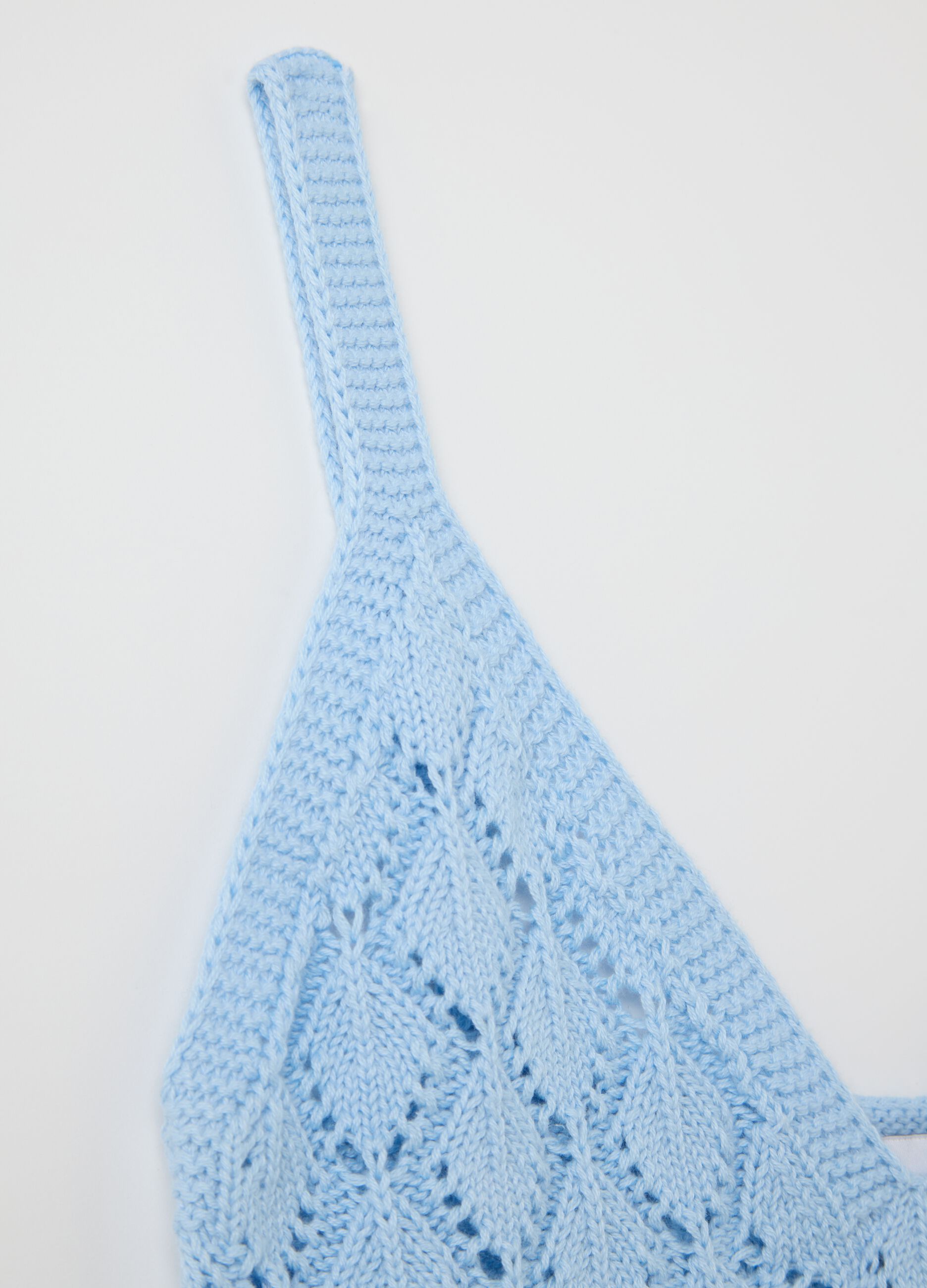 Women's blue knitted cotton top