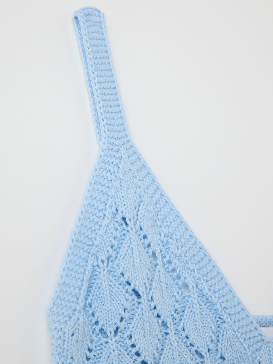 Women's blue knitted cotton top_5