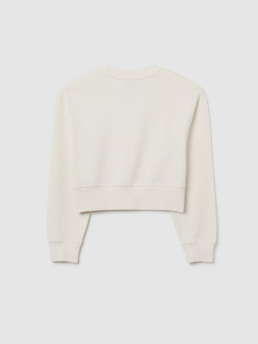 Felpa da ragazza in puro cotone bianca regular fit_4