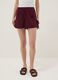 Burgundy viscose-linen blend shorts with elasticated waistband, regular fit_1