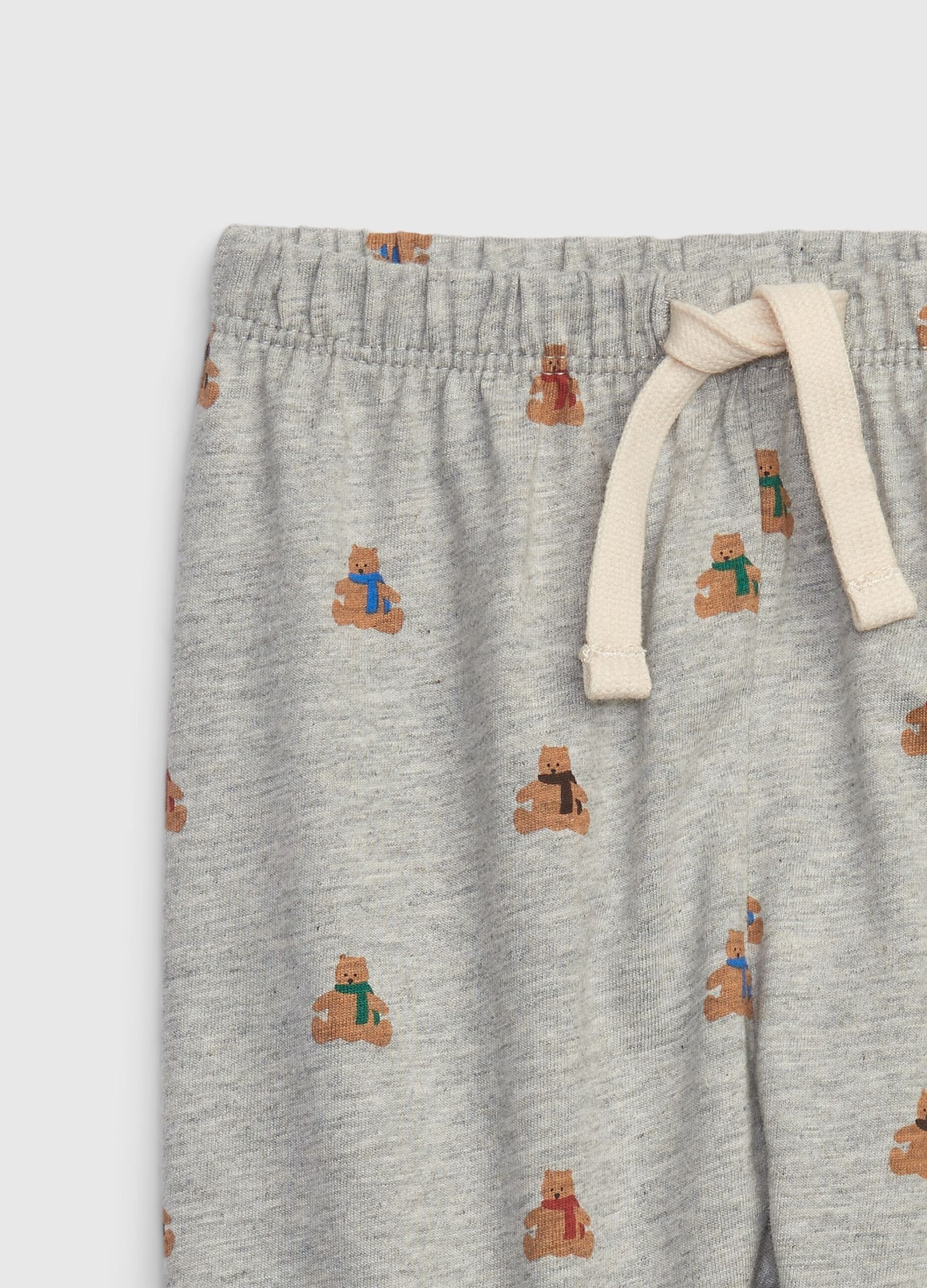 Joggers with drawstring and bear print