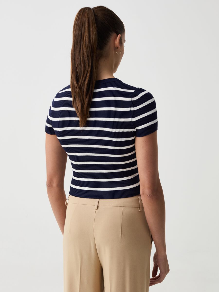 Ribbed crop T-shirt with striped pattern_2
