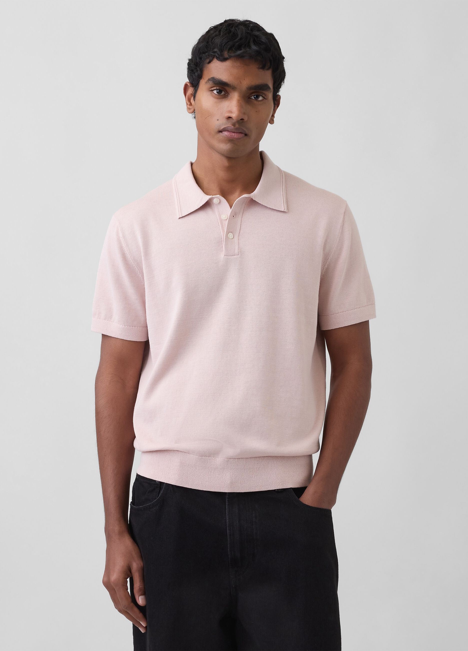 Short-sleeved polo shirt in pure cotton