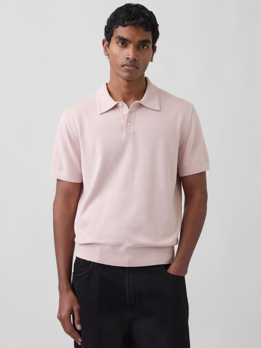 Short-sleeved polo shirt in pure cotton_0
