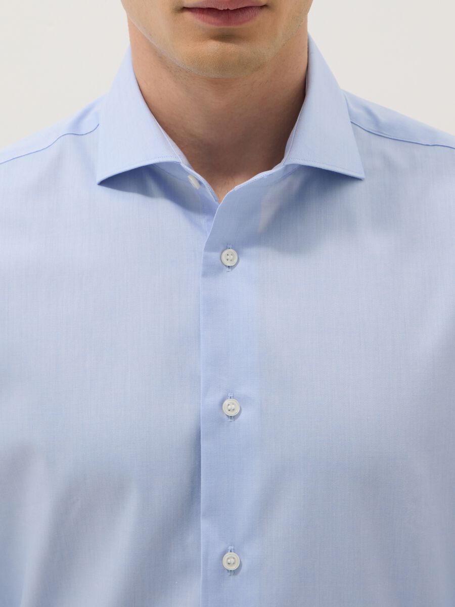 Light blue pure cotton regular fit easy iron shirt_1