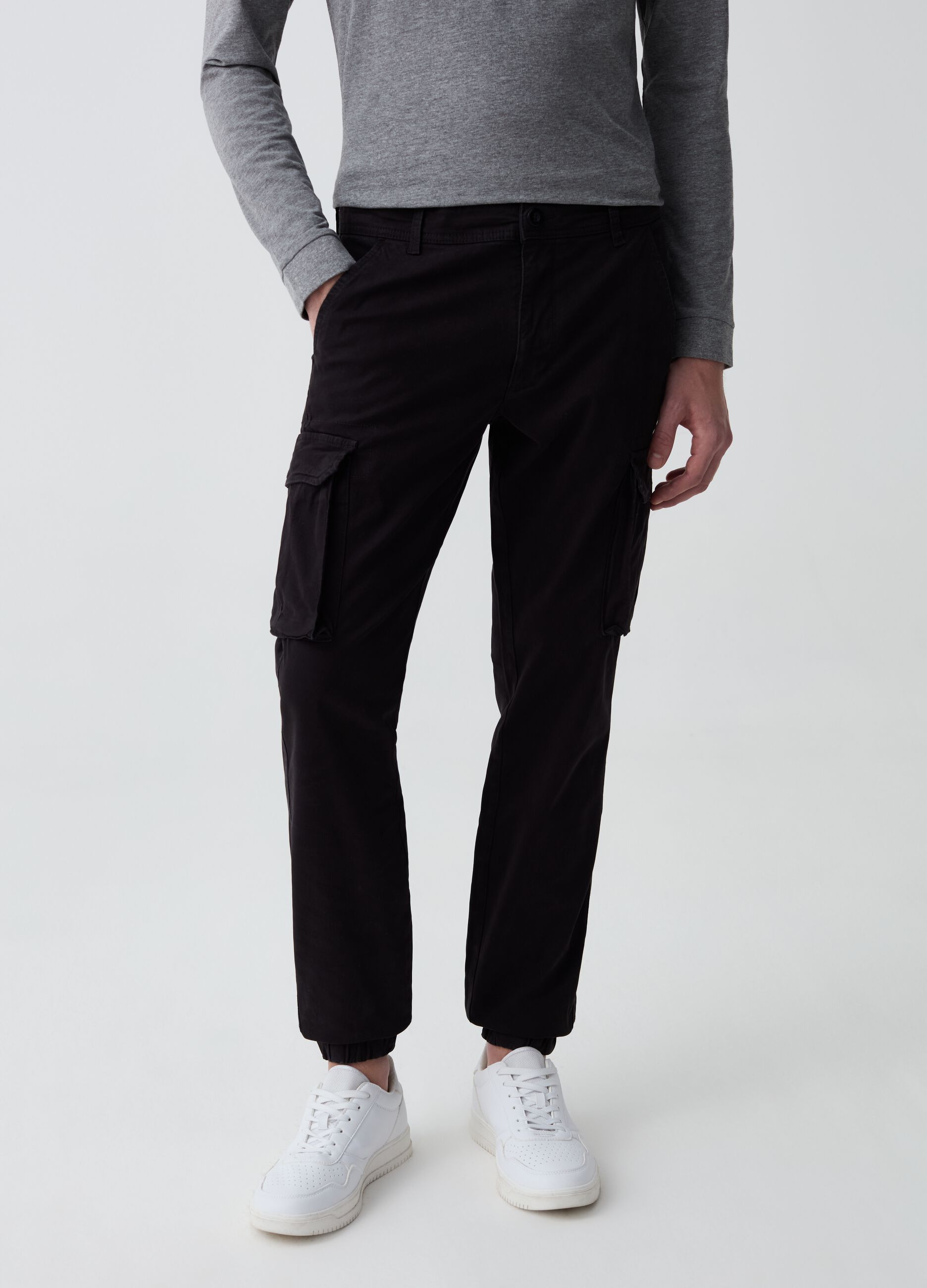 Pantalone cargo slim fit cuff hem