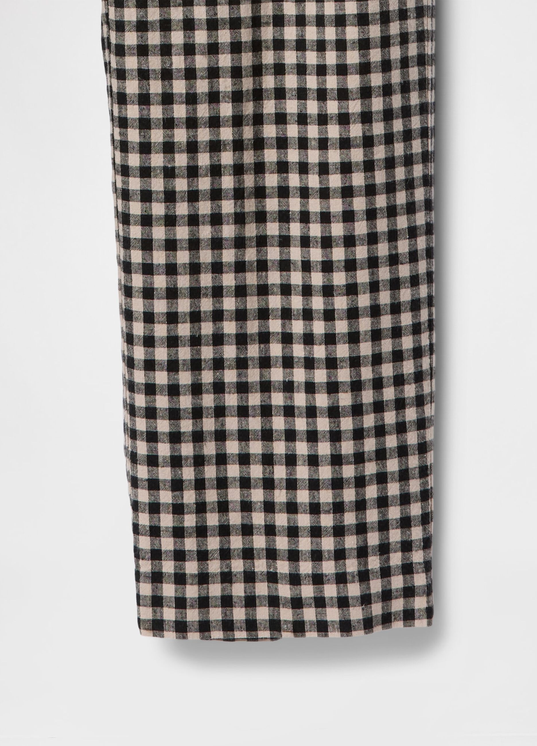 Brown and black check trousers in linen and viscose