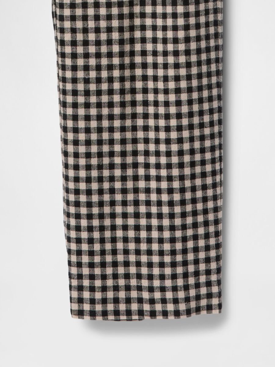 Brown and black check trousers in linen and viscose_7