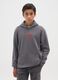 Boys' Gray Hooded Sweatshirt in Pure Cotton Regular Fit_0
