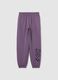 Girls' Purple Jogger Trousers in Pure Cotton with Print_0