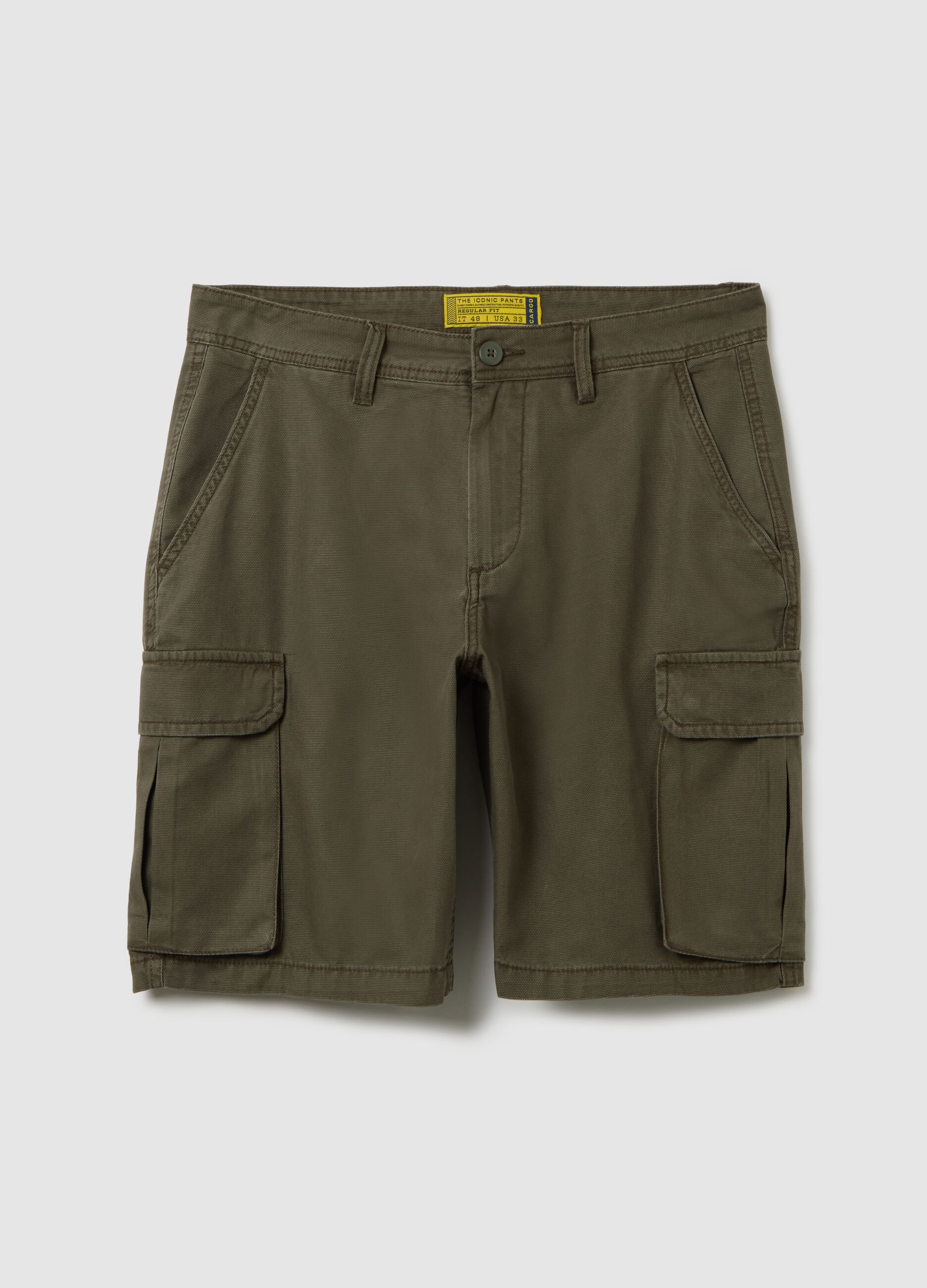 Bermuda da uomo in puro cotone verde regular fit