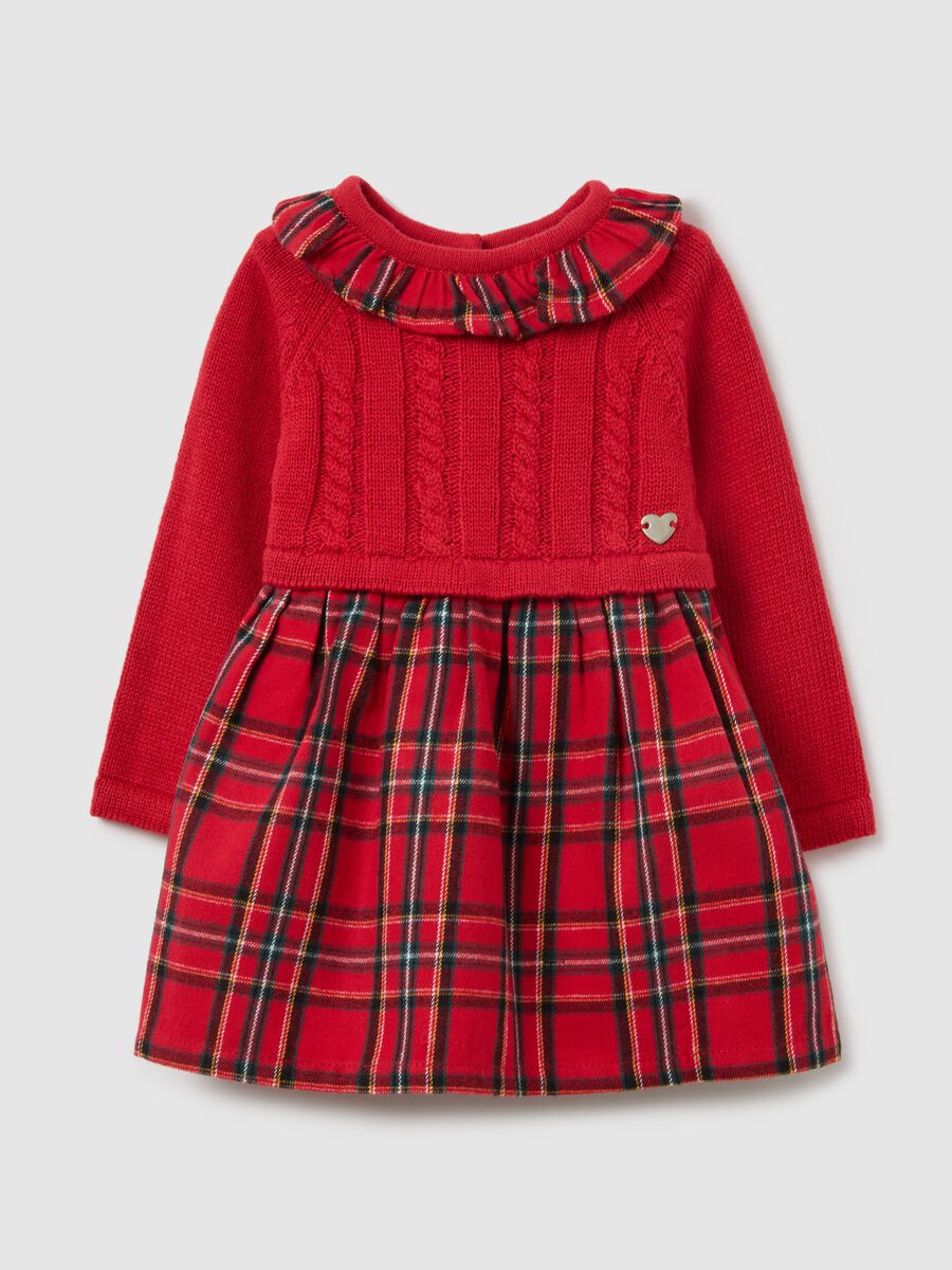 Baby Girls' Red Check Dress in Pure Cotton Regular Fit_0