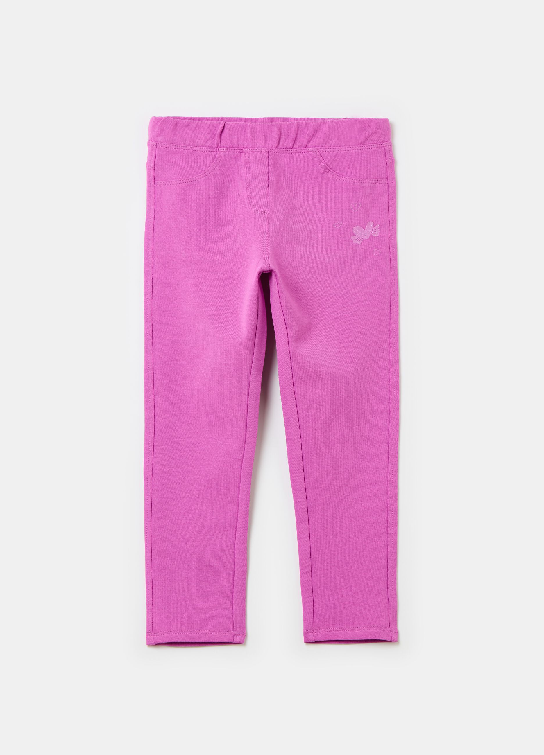 Treggings in stretch cotton with embroidery