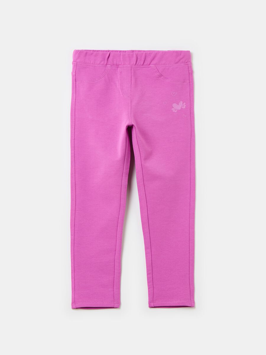 Treggings in stretch cotton with embroidery_0