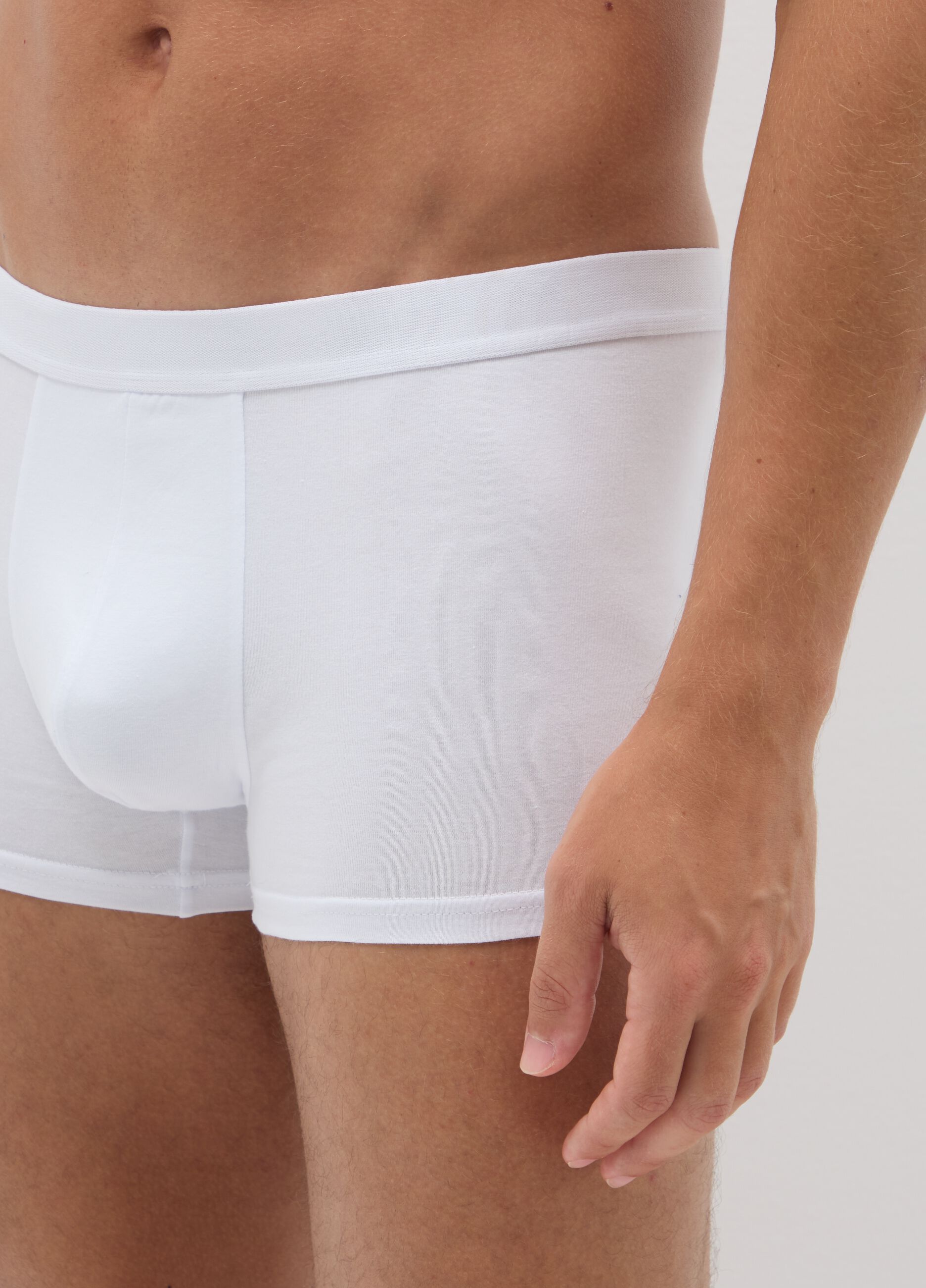 Set of stretch cotton white boxers