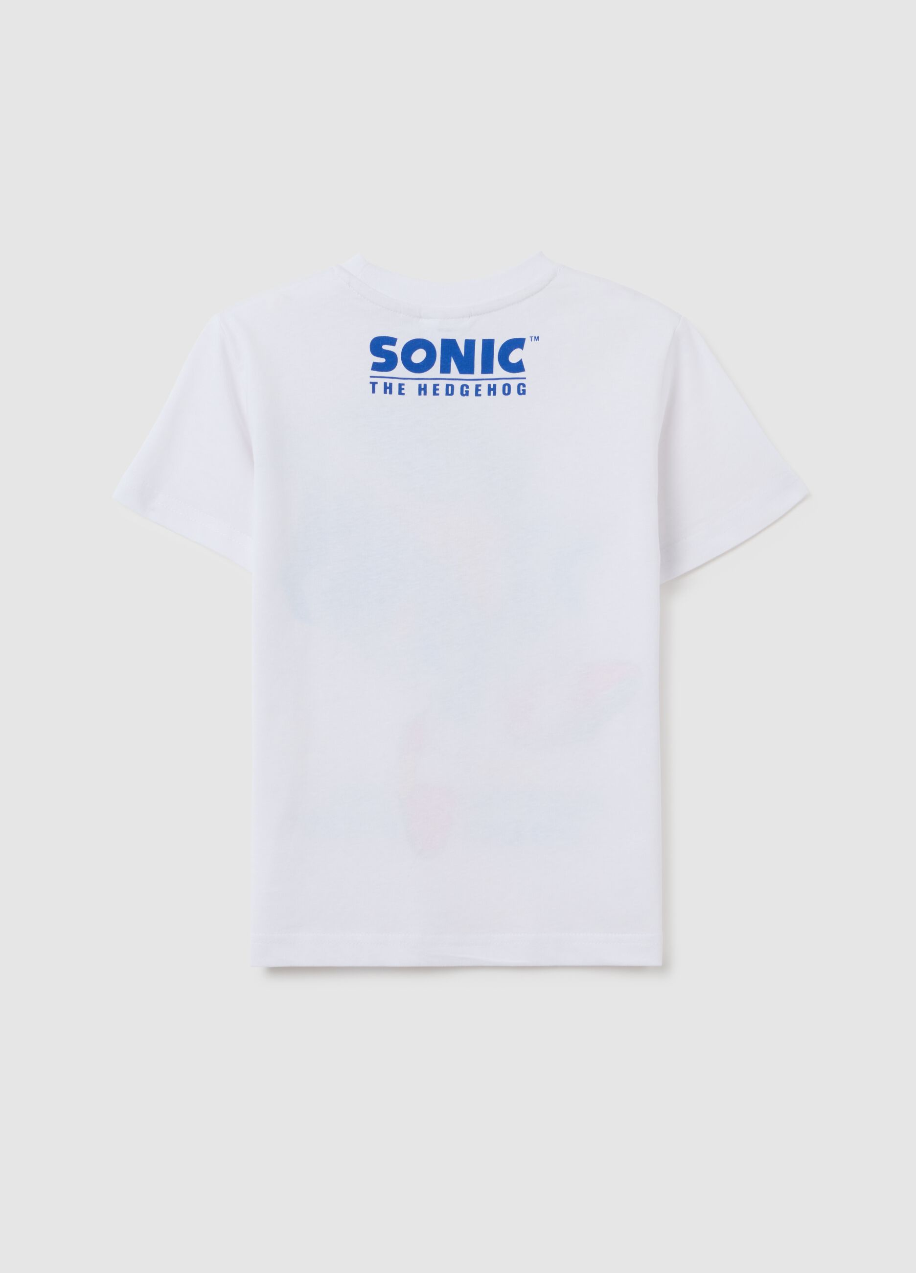 White pure cotton children's t-shirt regular fit with Sonic print
