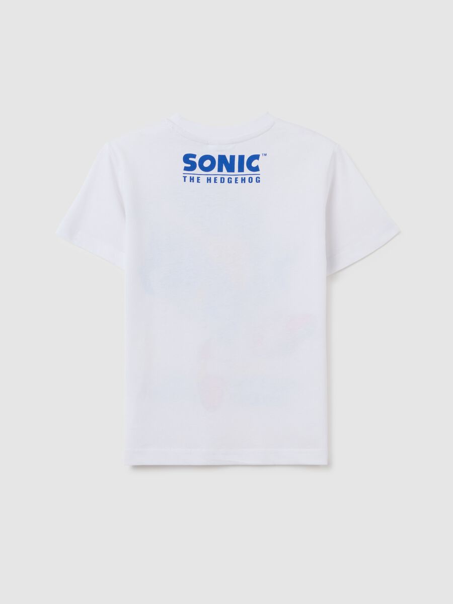 White pure cotton children's t-shirt regular fit with Sonic print_1