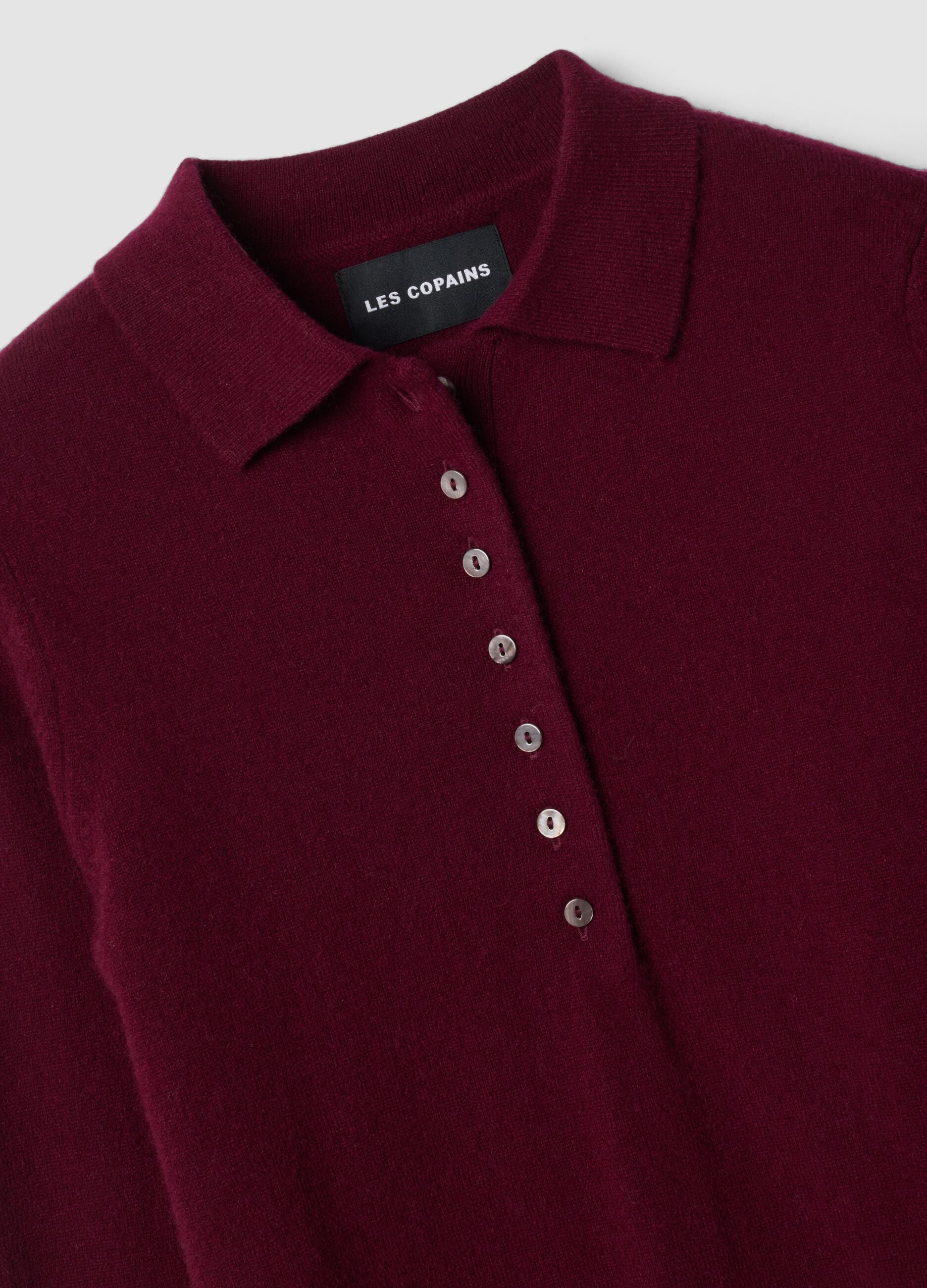 Red pure cashmere polo-collar jumper, regular fit