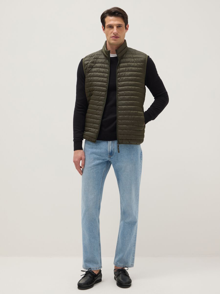Lightweight green regular fit vest without hood_1