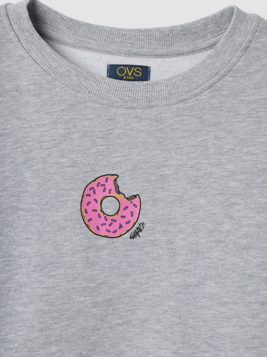 Grey marl sweatshirt with ribbed collar in organic cotton and viscose blend_2