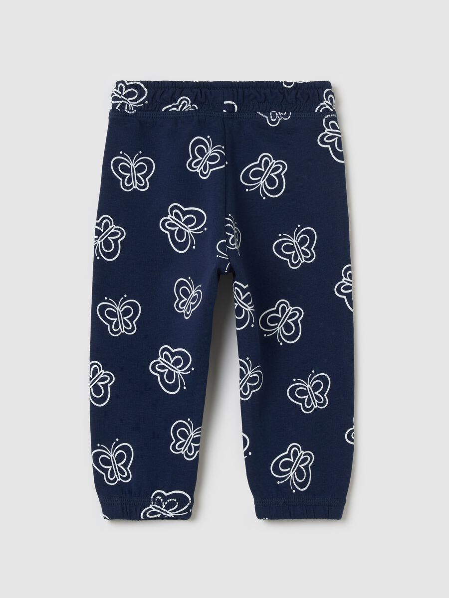 Cotton joggers with elasticated trims and print_1