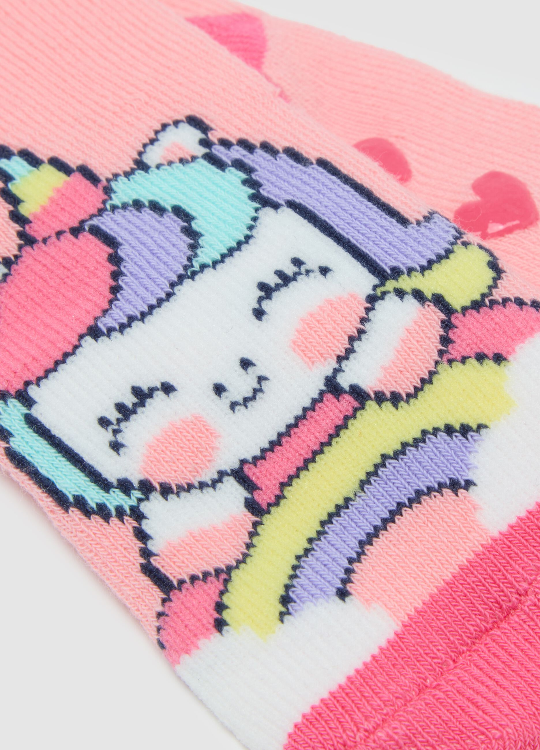 Pink non-slip socks for girls
